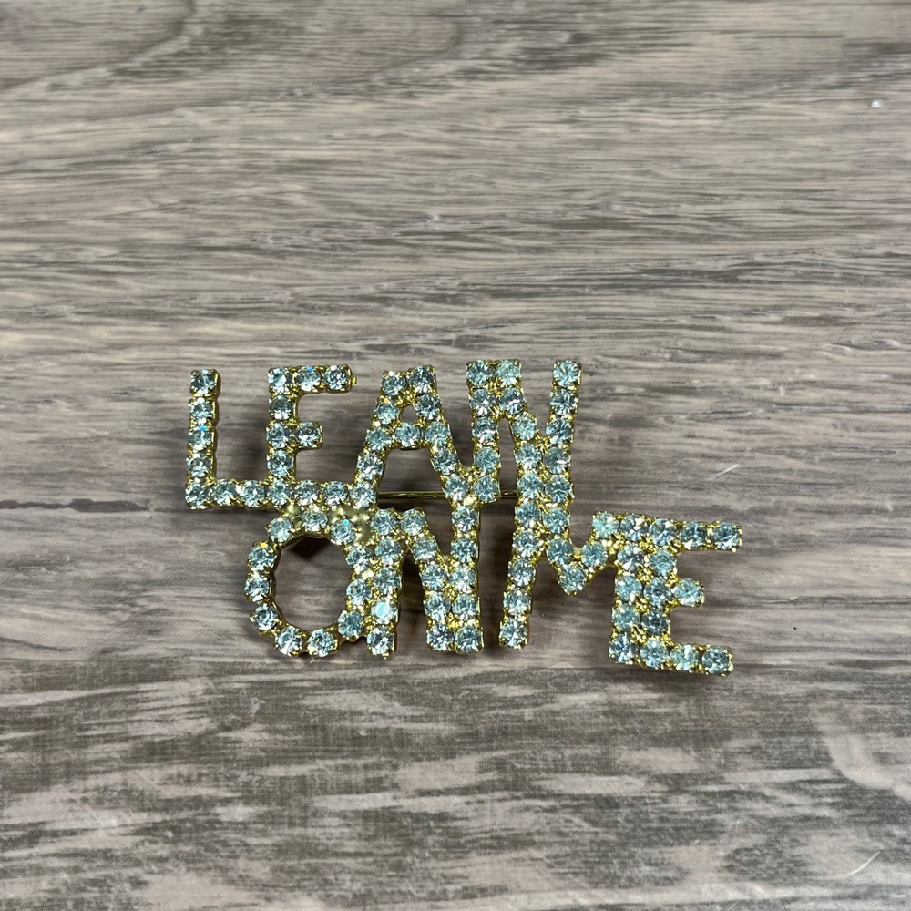 Lean On Me Brooch Women OS Gold Light Blue Rhinestone Statement Pin